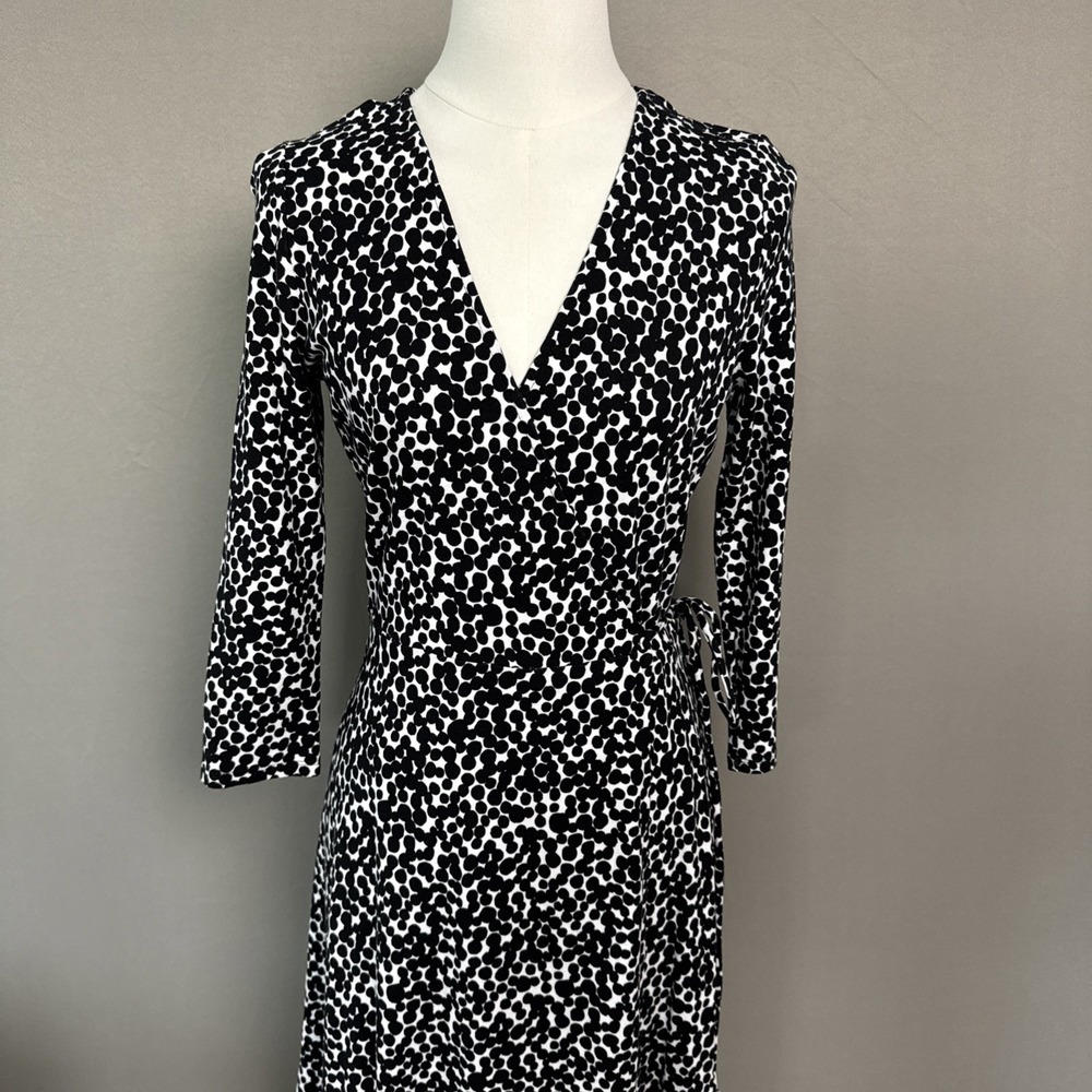 Banana Republic (NOT) Factory Leopard Print 3/4 Sleeve True Wrap Dress Sz Small